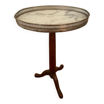 Oval pedestal table white mabre side table