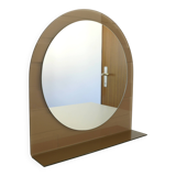 Miroir de courtoisie avec étagère, miroir mural vintage en plastique fumé de style Space Age