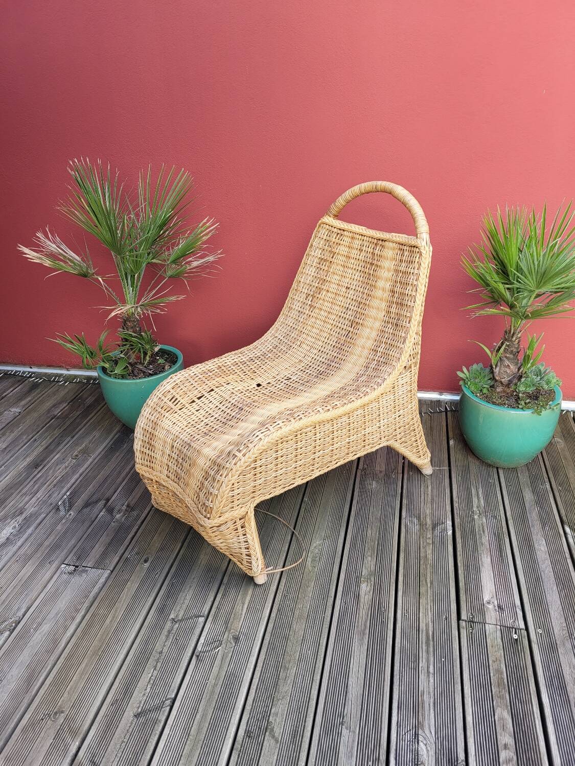 Bamboo and rattan lounge chair