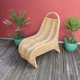 Bamboo and rattan lounge chair