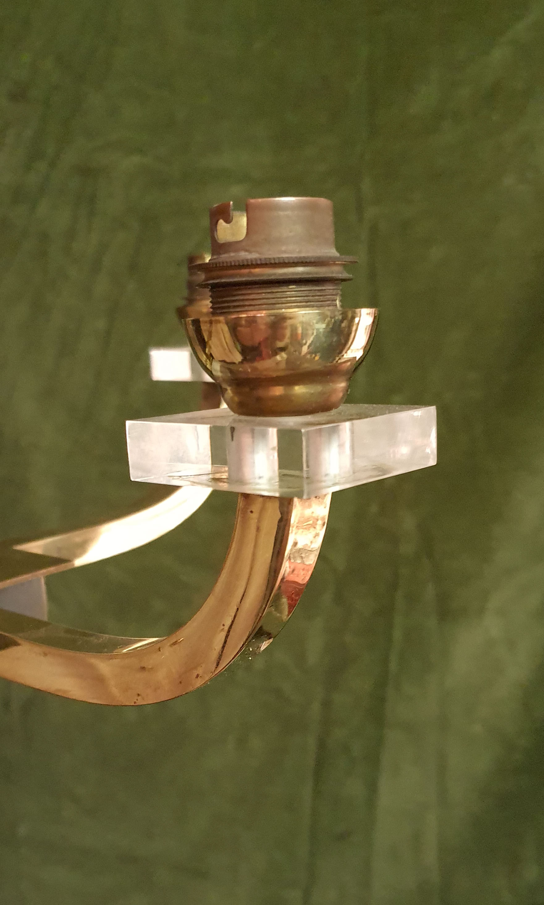 Art deco brass and glass chandelier 1940