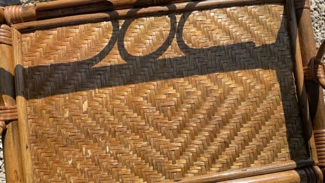 Cabinet with vintage rattan drawers