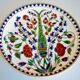 Enamelled plate Keramik decoration of ibiscus, cloisonné enamels, thick, Rhodes Greece