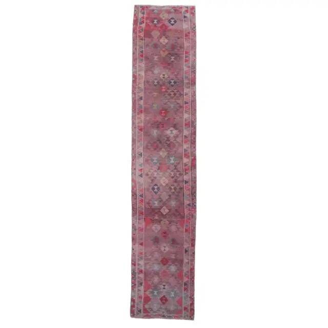 1960s - Vintage Turkish Hand-Knotted Herki Runner Rug - 75x365