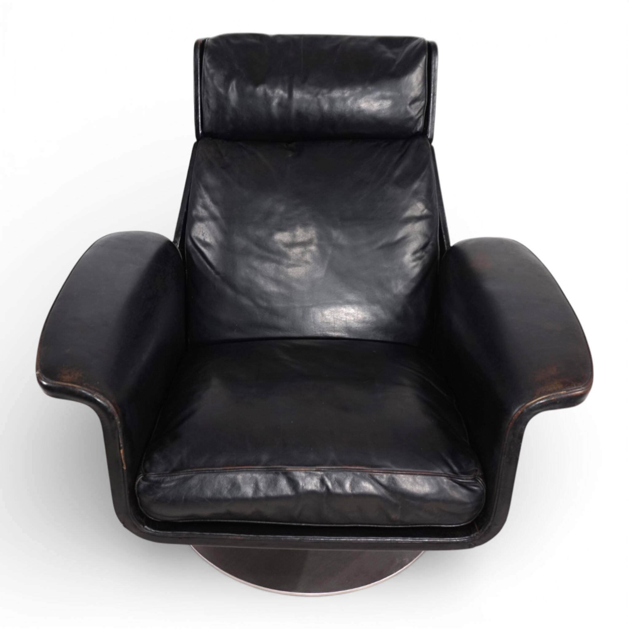 Kaufeld Siesta 62 leather lounge chair by Jacques Brule, 1960