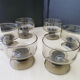 Set of 6 cuts in smoked glass vintage 70s