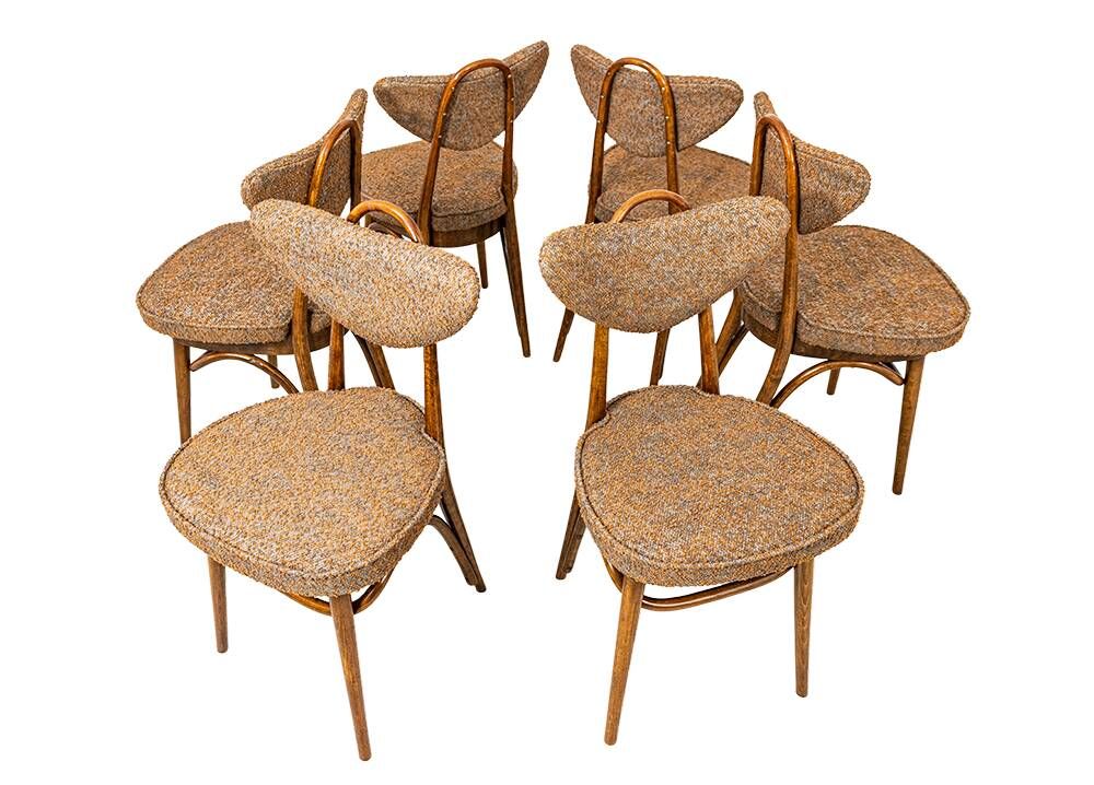 Dining Chairs, No 124 By H & J Kurmanowicz, Poland, 1950’S, Set of 6