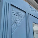 Parisian Art Deco armoire with beveled mirror and painted decoration