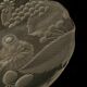 Fruit bowl, made of glass, with frosted decoration and base, luminous.