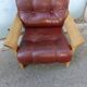 Danish vintage armchair light oak and leather.