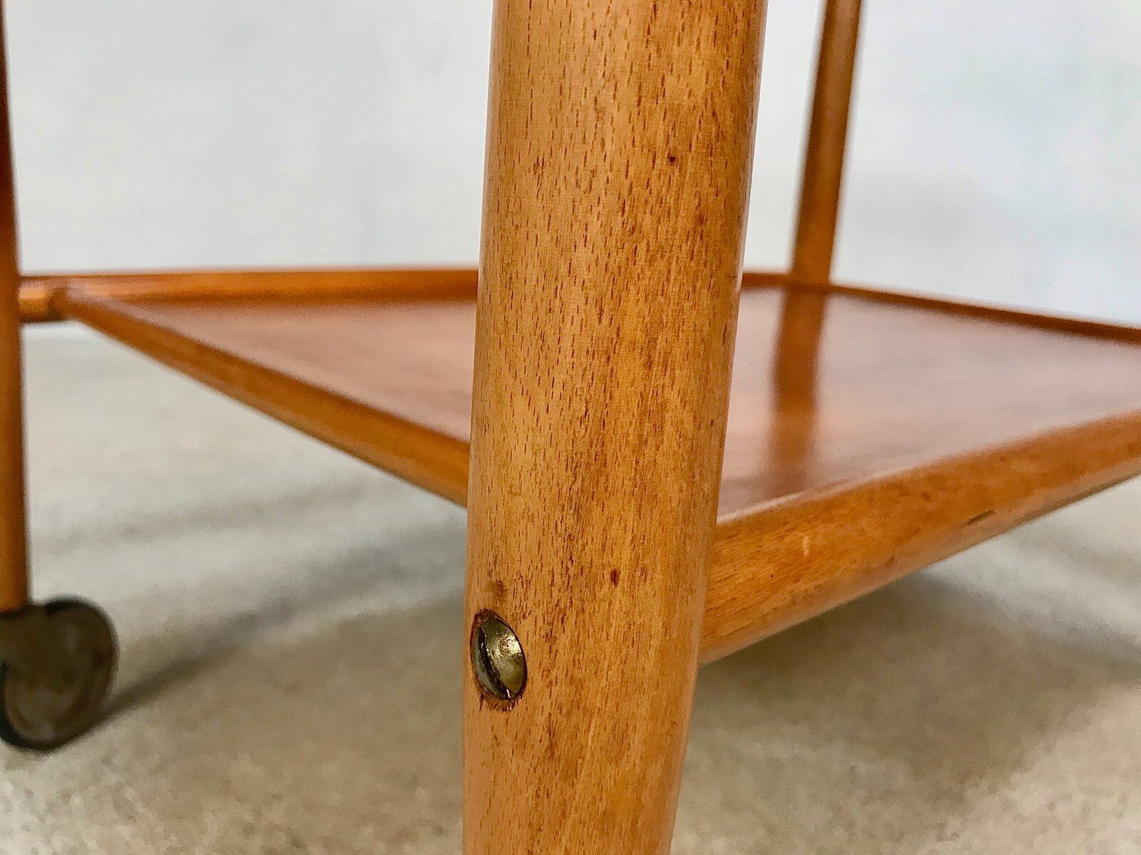 Mid-Century Modern Beech, Glass & Brass Serving Trolley, Germany 1950s