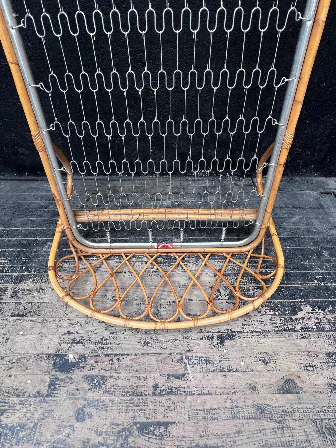 Vintage rattan basket bed