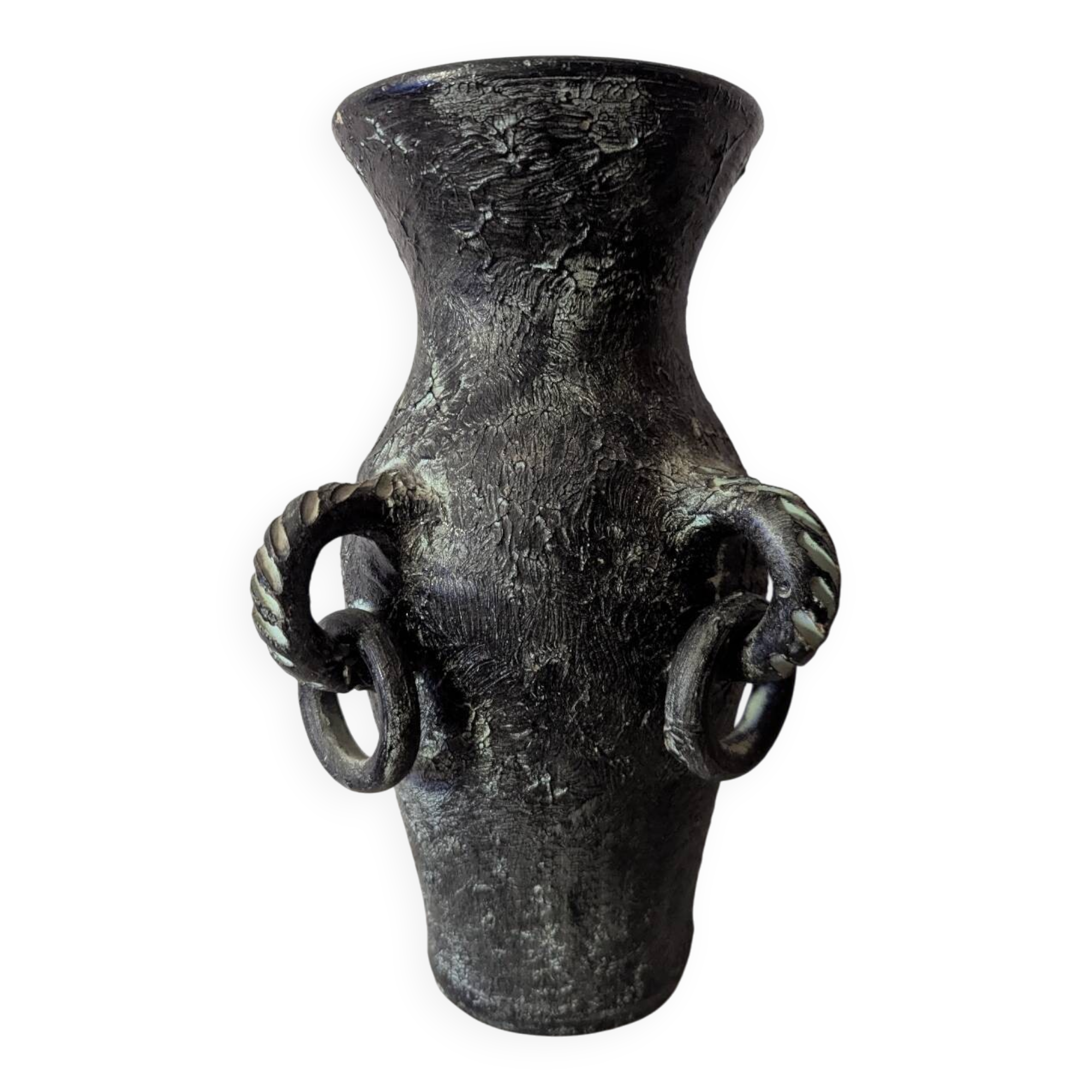 Terracotta amphora vase with bronze patina, 1970s-80s.