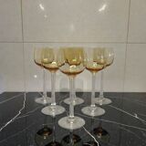 6 amber crystal wine glasses