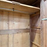 Small antique wardrobe in solid pitch pine.