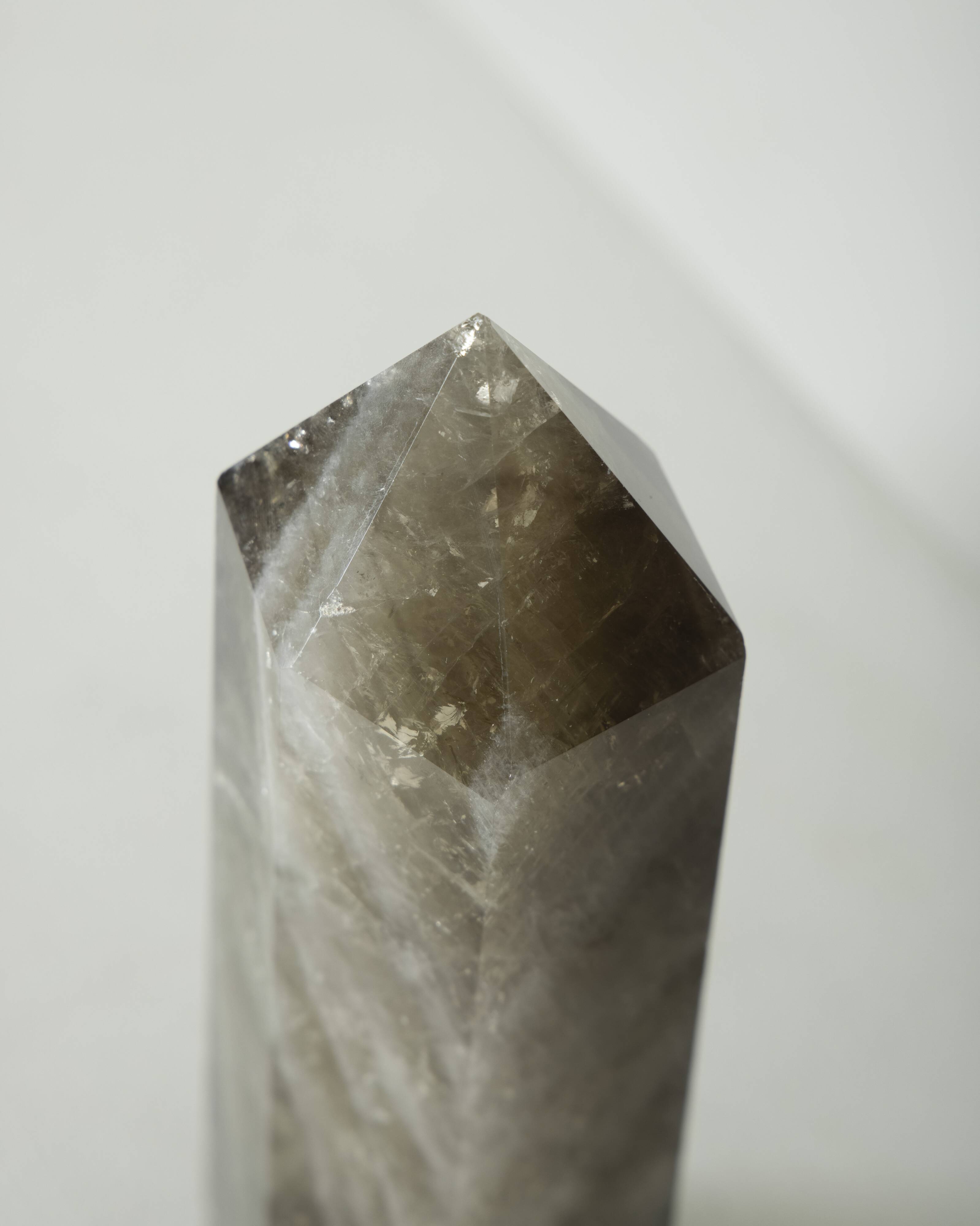 Smoked rock crystal obelisk