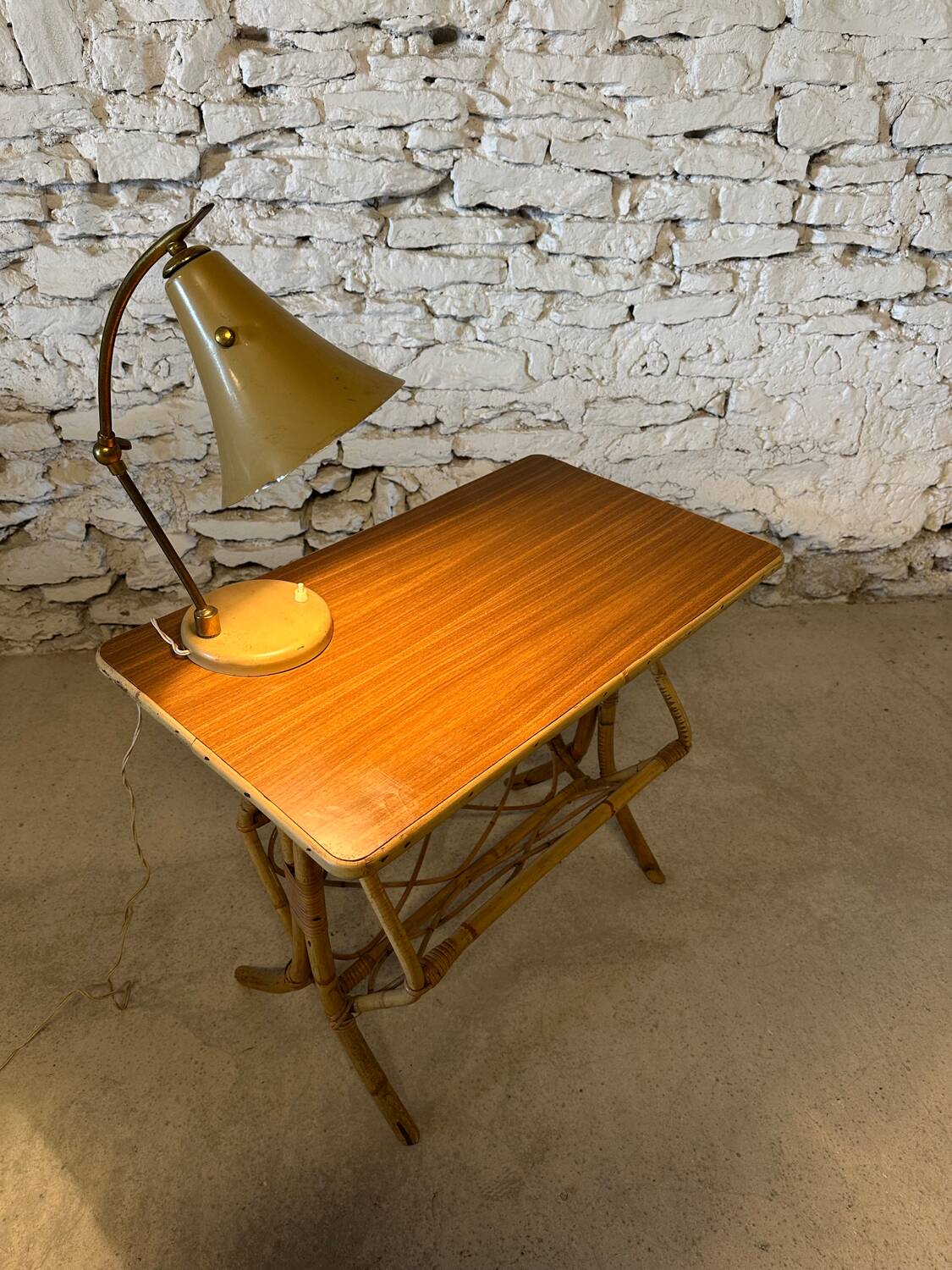 Vintage rattan coffee table with magazine racks