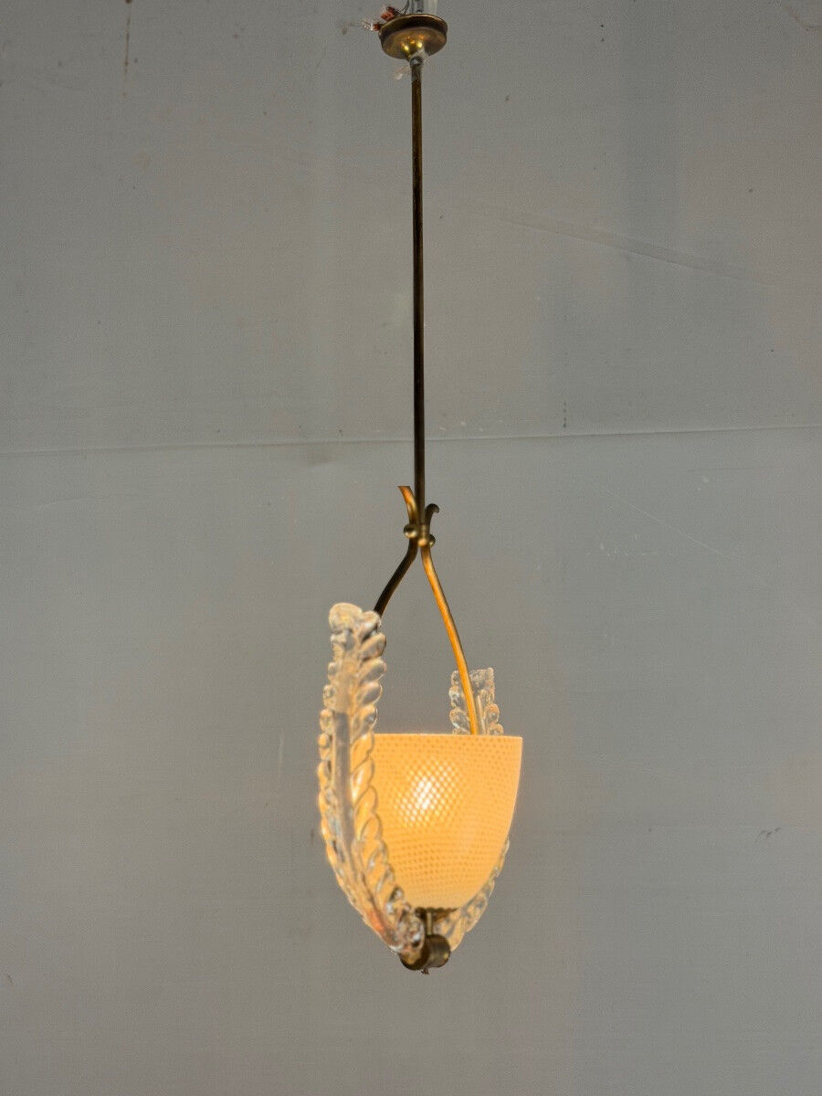 Venetian chandelier in colorless Murano glass, "Vetro à reticello" cut, circa 1950
