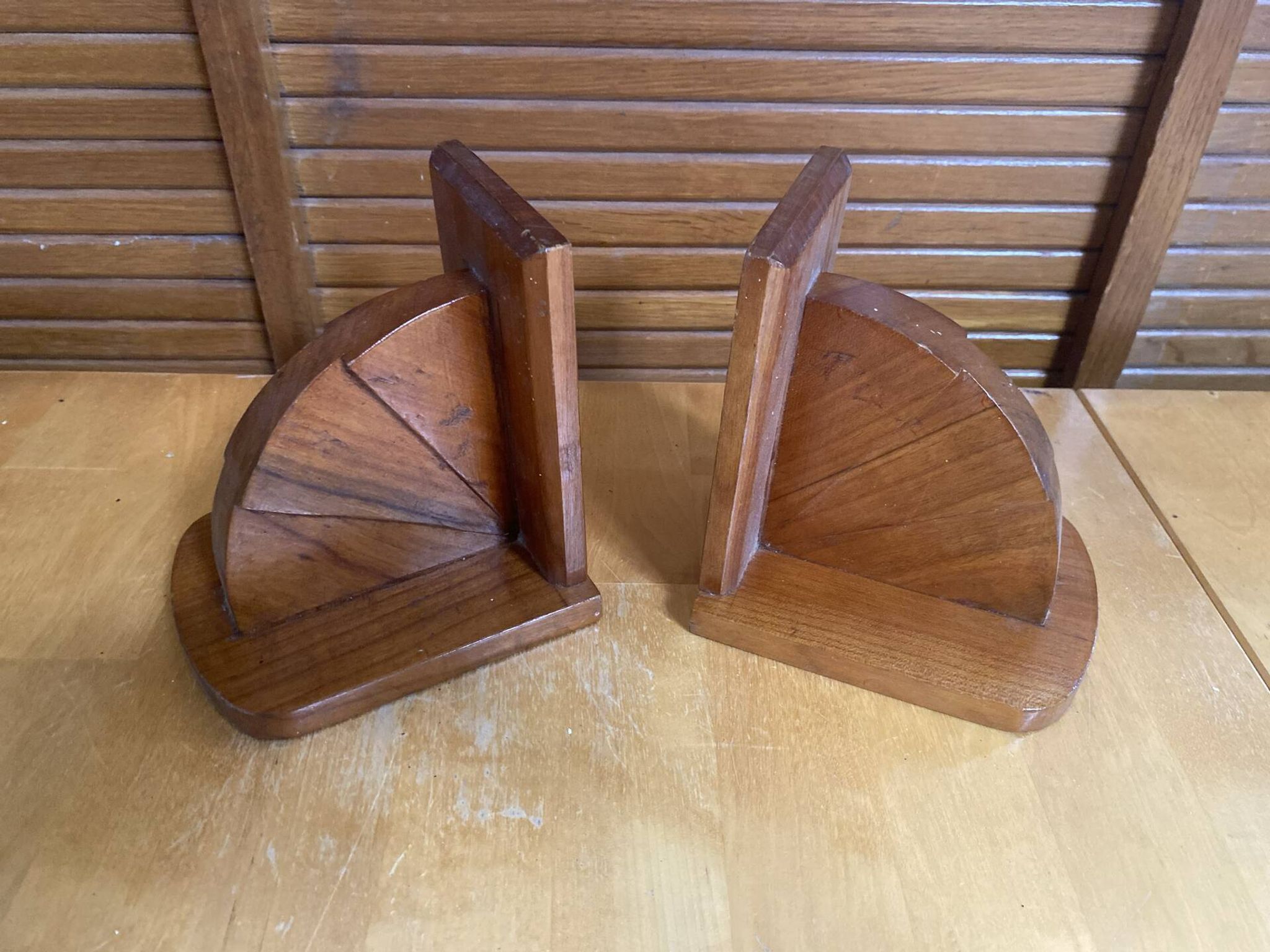 Pair of Vintage Art Deco Wooden Bookends Made in France #E068