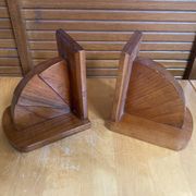 Pair of Vintage Art Deco Wooden Bookends Made in France #E068