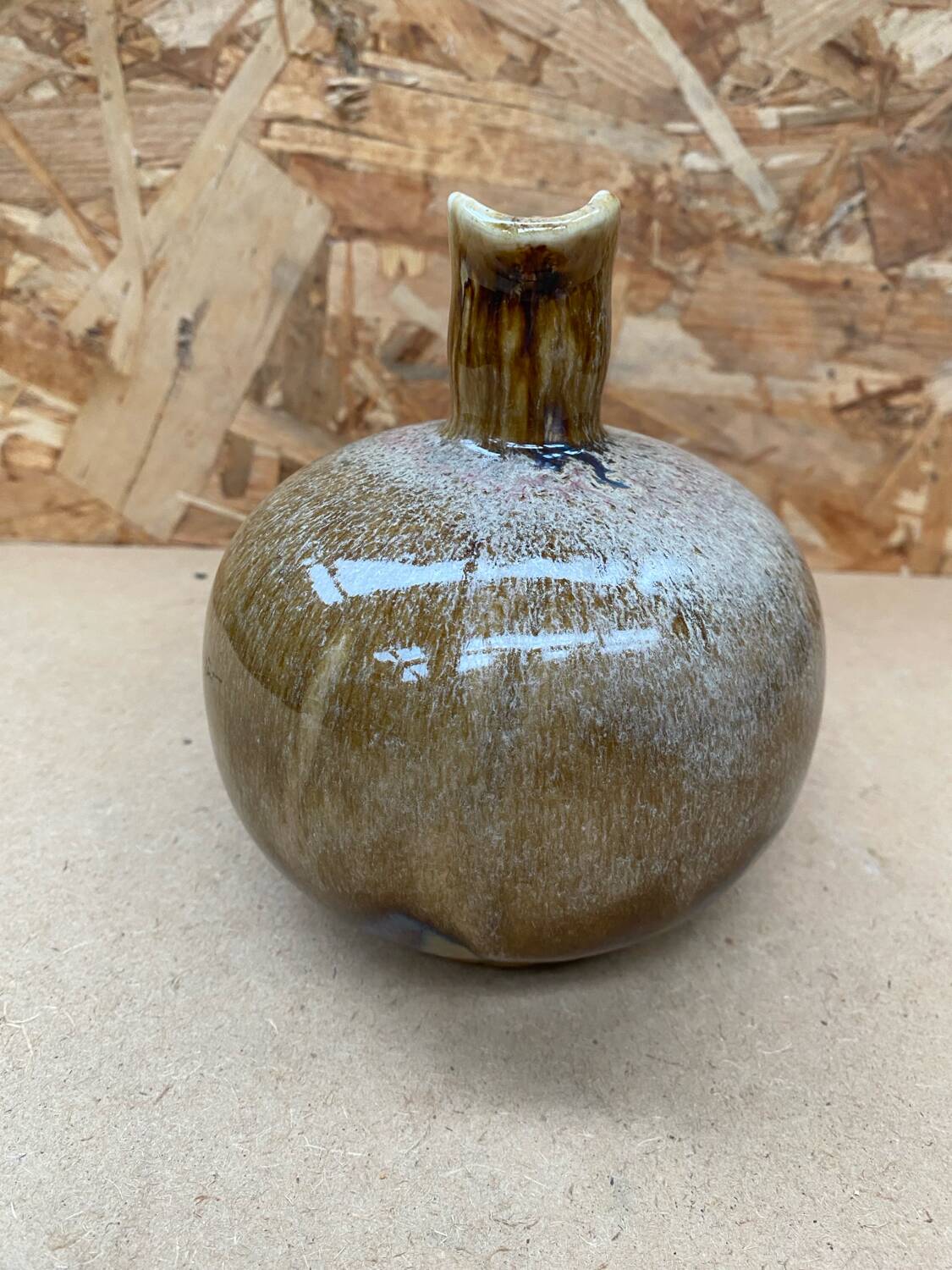 Antique glazed ceramic ball pitcher vintage drippings