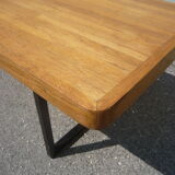Coffee table style bench metal and oak circa 1950