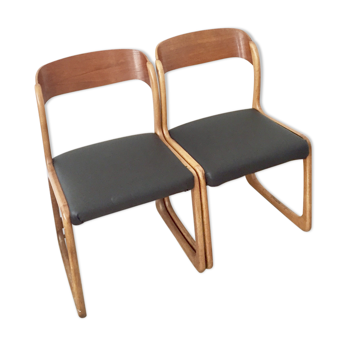 Pair of armchairs Baumann vintage sled