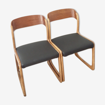 Paire de chaises Baumann traîneau vintage