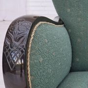 1960s, Danish armchair, green and beige furniture wool.