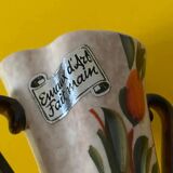 Handmade art enamel vase with original label. Signed Tess.