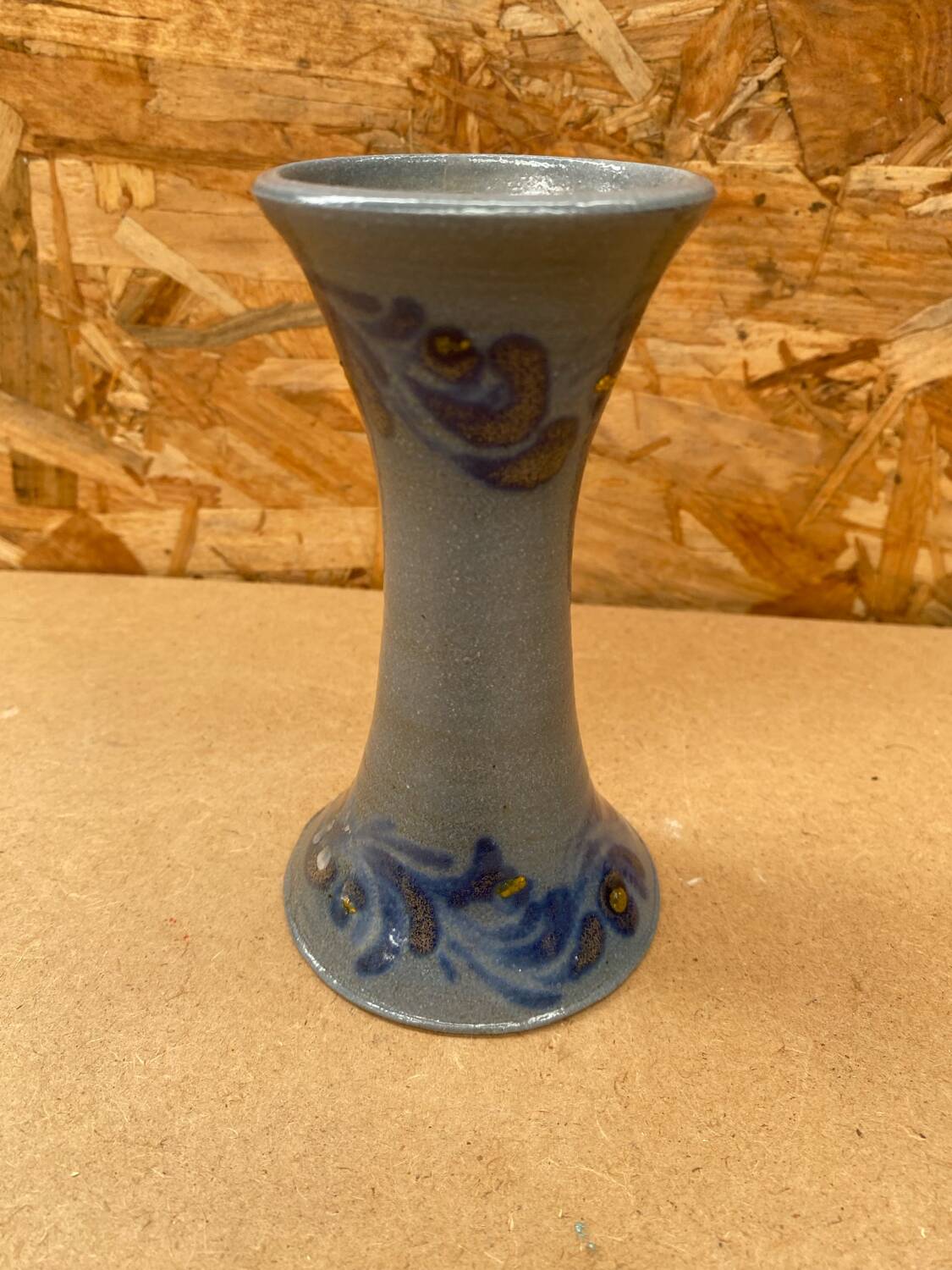 Old vase soliflore betschdorf remmy fils blue stoneware vintage flower decor