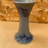Ancien vase soliflore betschdorf remmy fils grès bleu décor fleurs vintage