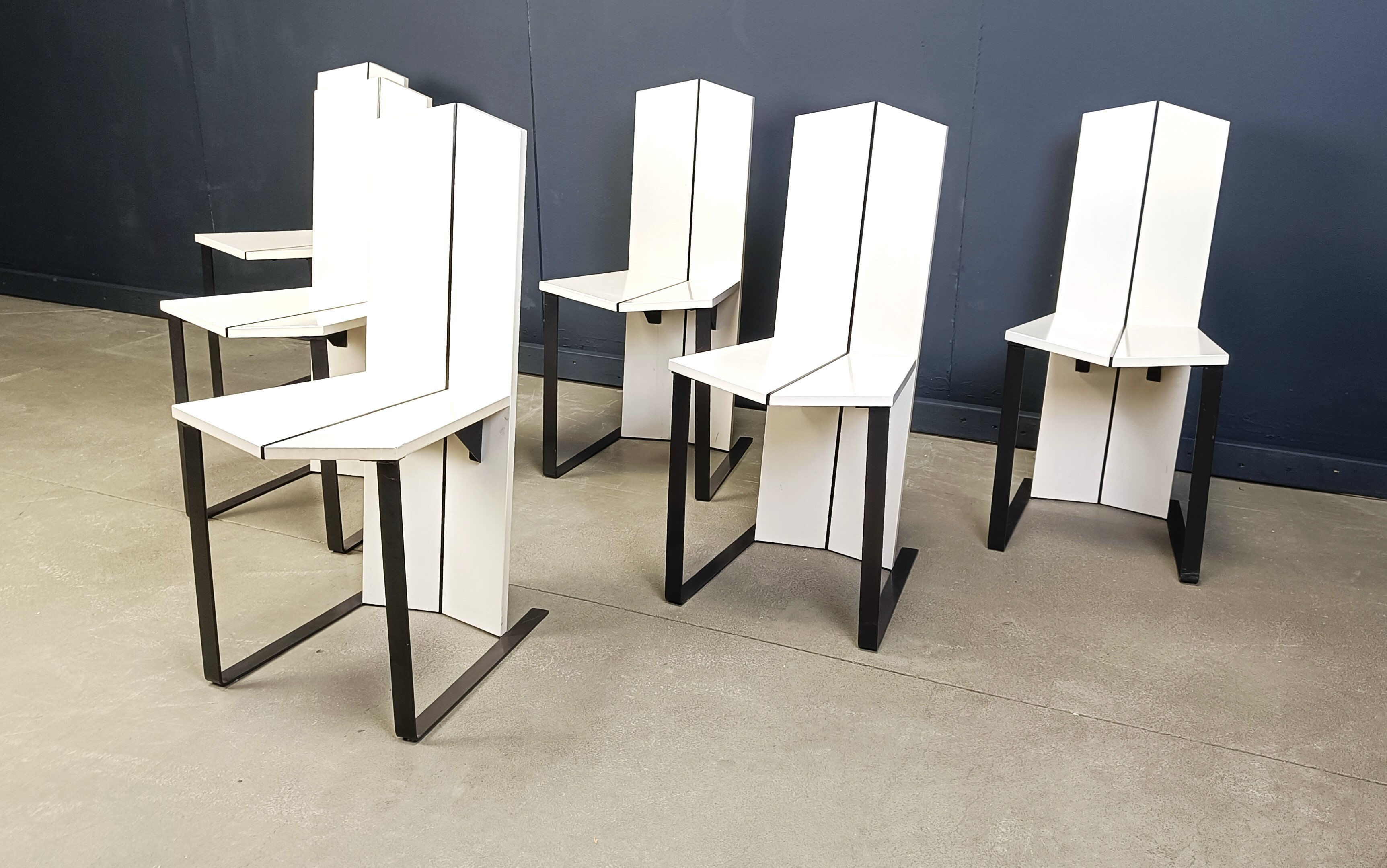 Chaises de salle à manger postmodernes, ensemble de 6 - années 1980