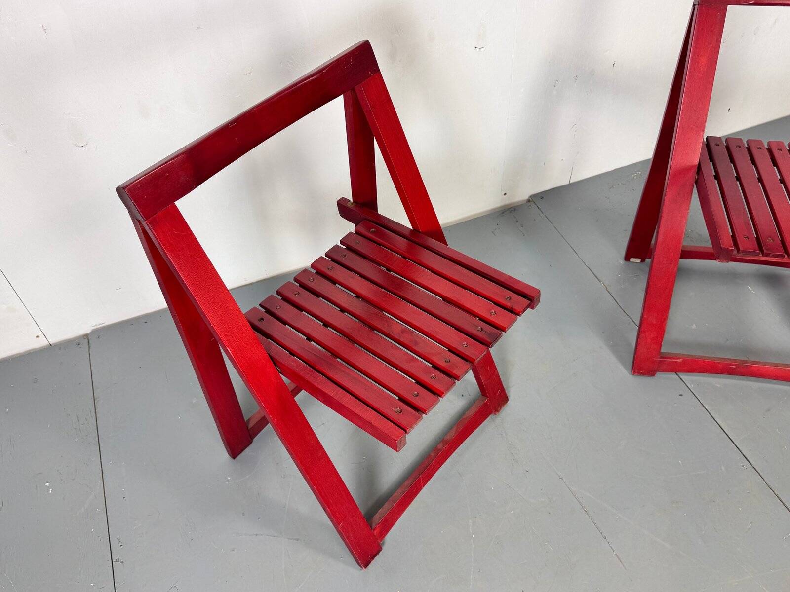 Mid-century Italian red foldable chairs by Aldo Jacober for Bazzani, 1960s, set of 2