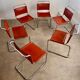 Lot 6 tubular chairs S33 design Mart Stam vintage cognac leather from the 70s