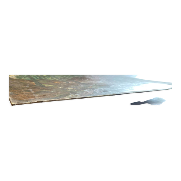 Tableau ''Chemin ensoleillé en sous bois'' signé Baudru 1933