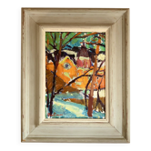Petite peinture impressionniste vintage de paysage, signée Rune Person (1914–1