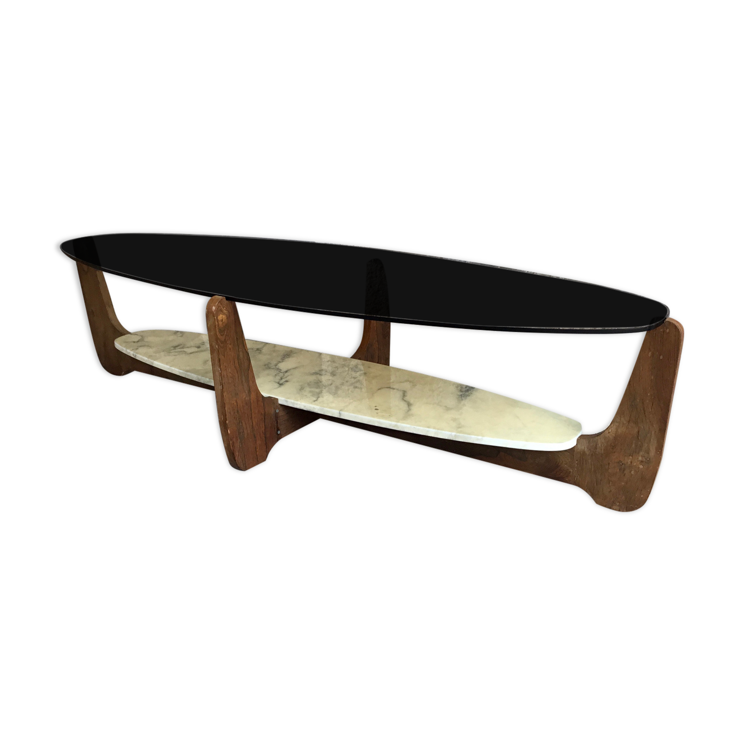 Large oval coffee table by Hugues Poignant - 1960