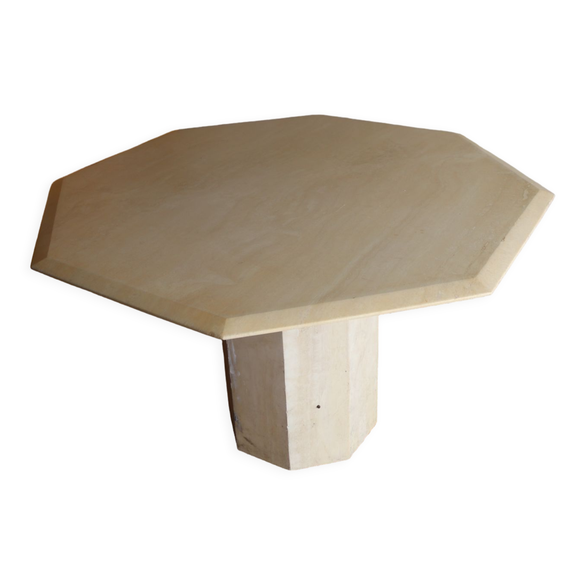 Hexagonal travertine dining table 80s