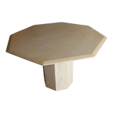 Hexagonal travertine dining table 80s