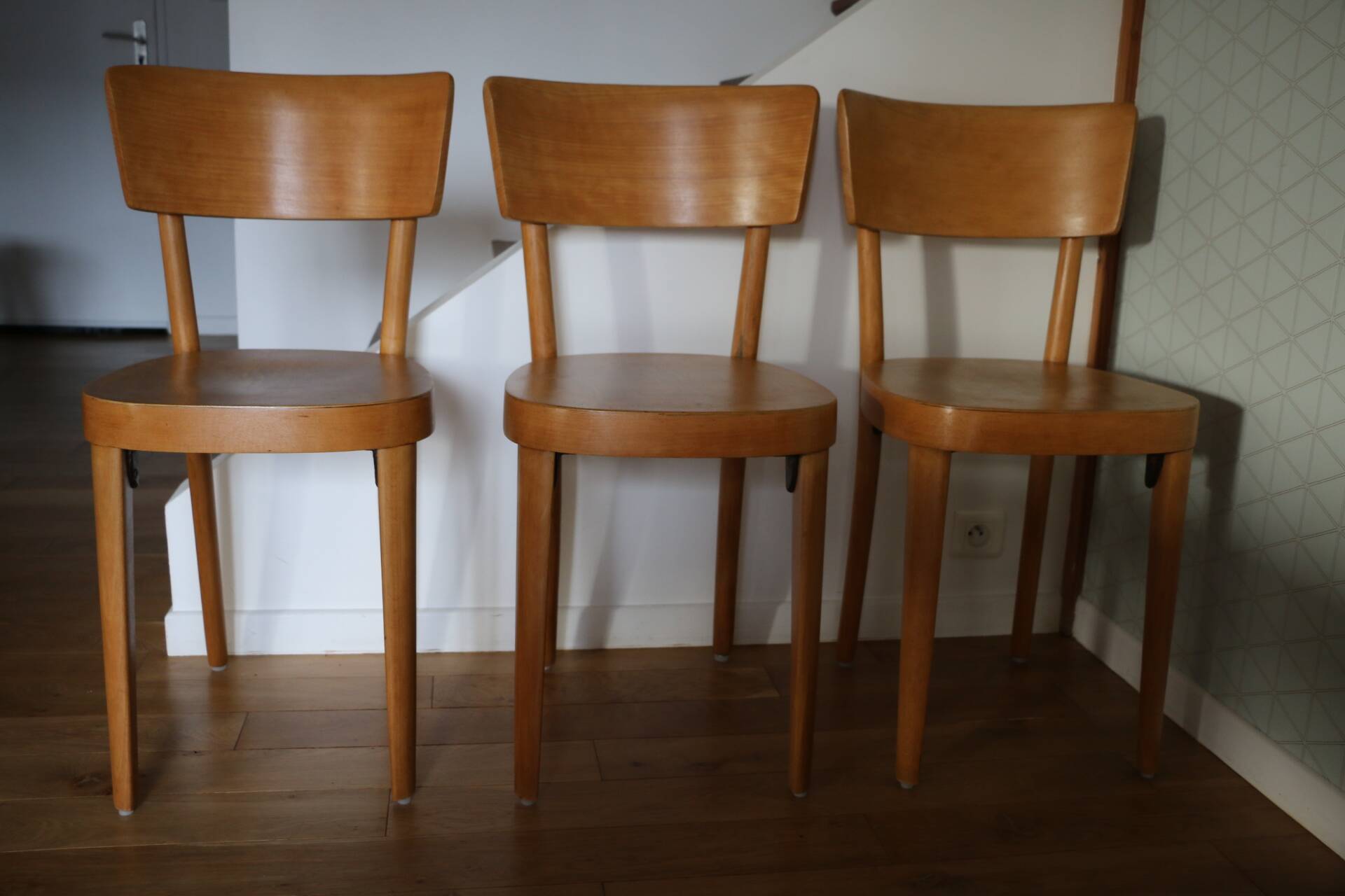 Série de 3 chaises bistrot 1950