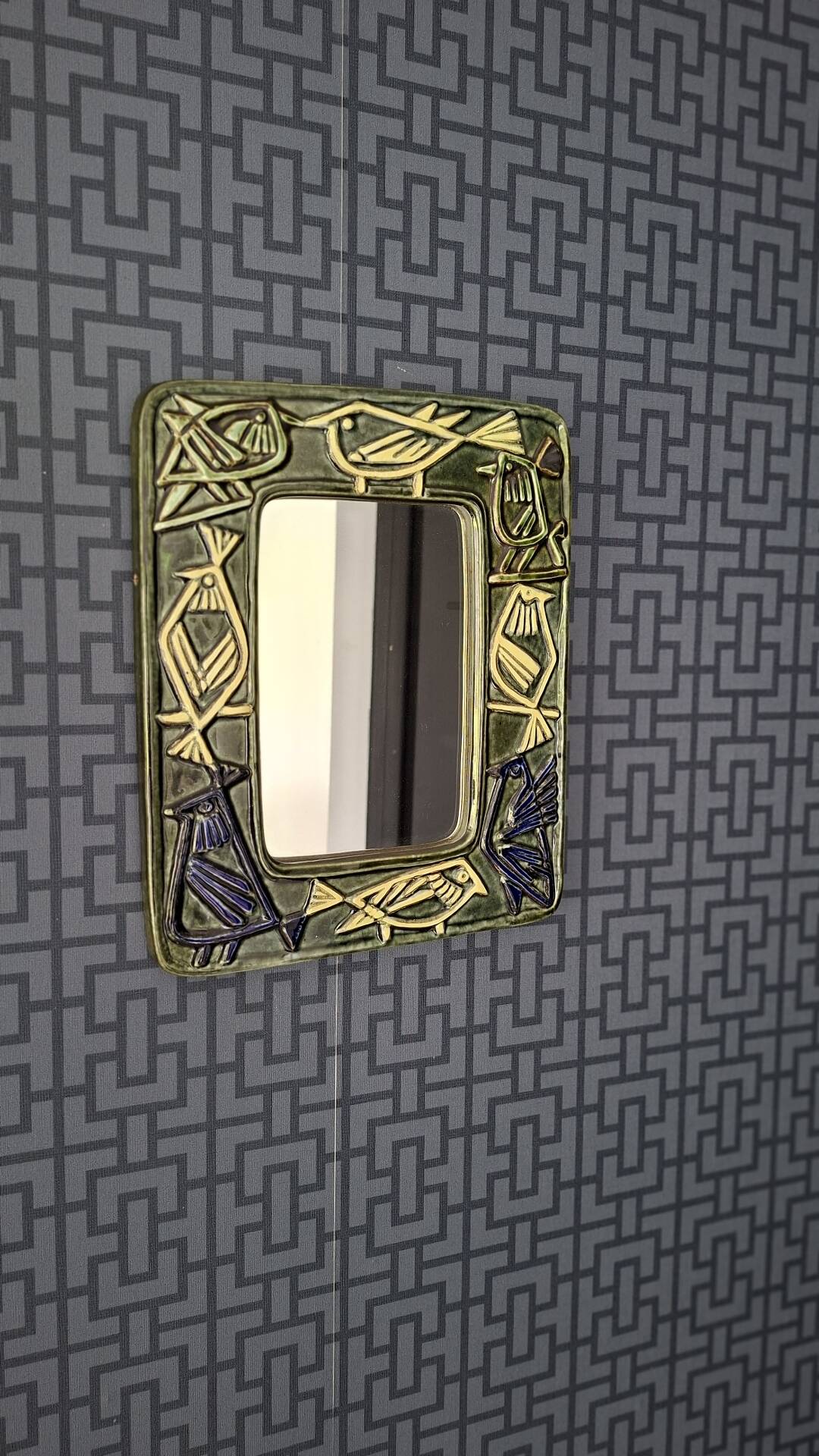 Ceramic Bird Mirror Lisa Larson Harlequin Series / Gustavsberg