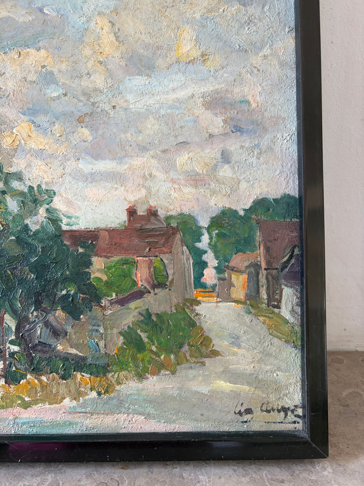 The village church, oil on canvas signed