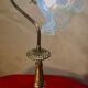 Lampe Art nouveau en bronze et tulipe en verre bleu
