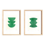 Duo of abstract paintings contemporary illustration signed eawy