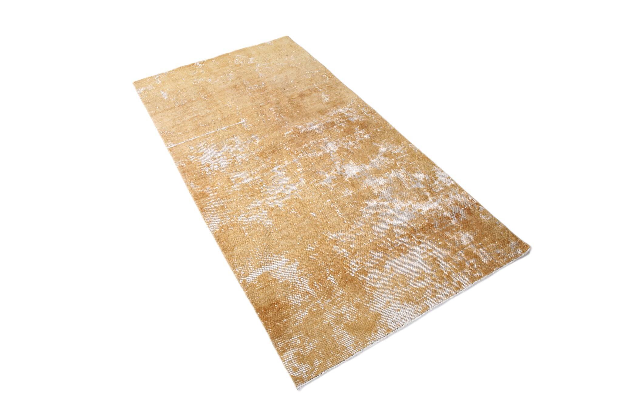 Turkish Traditional Mustard Vintage Area Rug, 108x211Cm