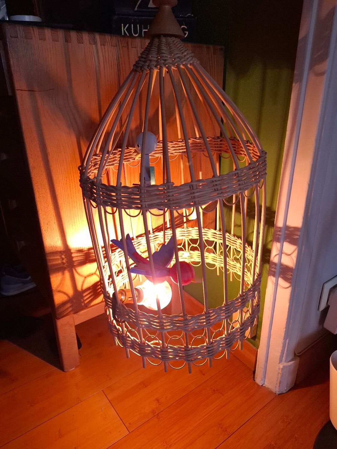 Vintage rattan pendant light from the 1950s and 60s