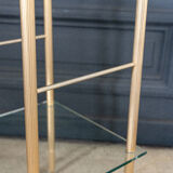 Bedside table 1980 golden metal 2 glass tops