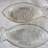 Pair of vintage glass ravier
