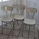 Set of 3 pale yellow chairs in Formica 70s